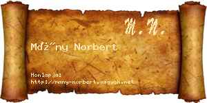 Mány Norbert névjegykártya